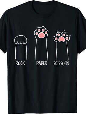 Introvert Cat Animal Rescue Pet Lover Apparel Rock Paper Scissors Hand Game Cute